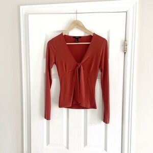 Forever 21 | Warm Orange Tie-Front Blouse